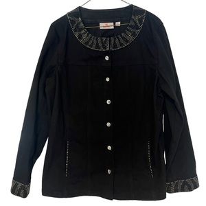 Quaker Factory Women’s Black Embellished Studded Black Jacket Sz L